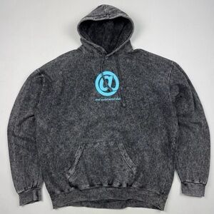 Anti Social Social Club Washed Charcoal Hoodie with Bright Blue Logo